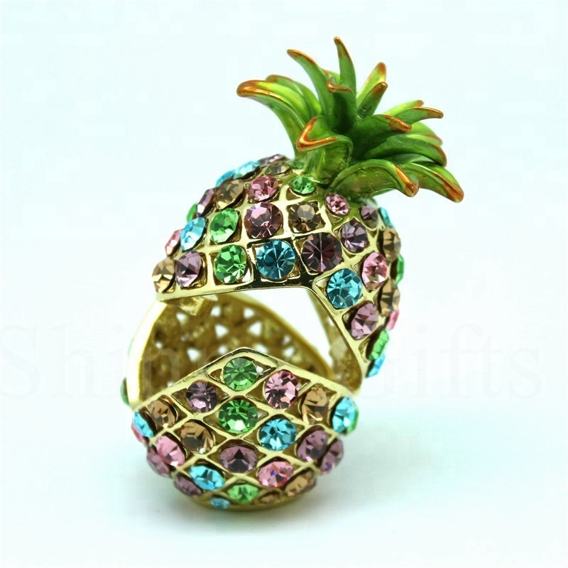 Full Diamond Pineapple Trinket Box Shiny Gift Box Home Decorative Christmas Gift Boxes