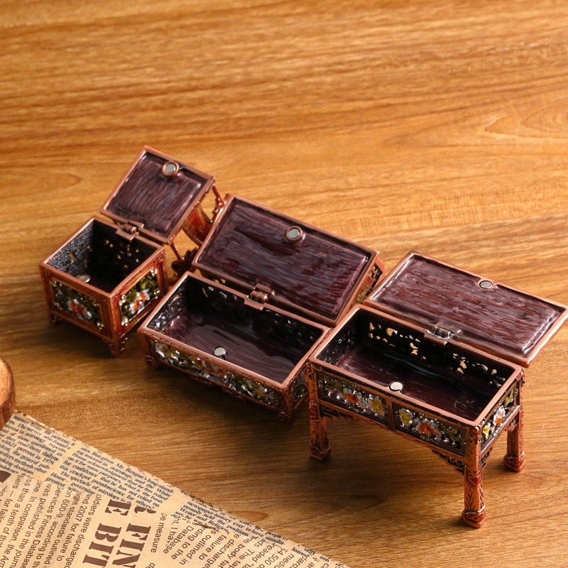 Luxury Vintage styles chair shape trinket boxes with Rhinestone metal craft trinket jewelry Boxes