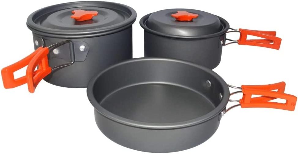 Lightweight Stackable Pot Pan Bowls with Storage Bag for Outdoor Hiking Custom Metal Retro Aluminum Cookware Sets 100