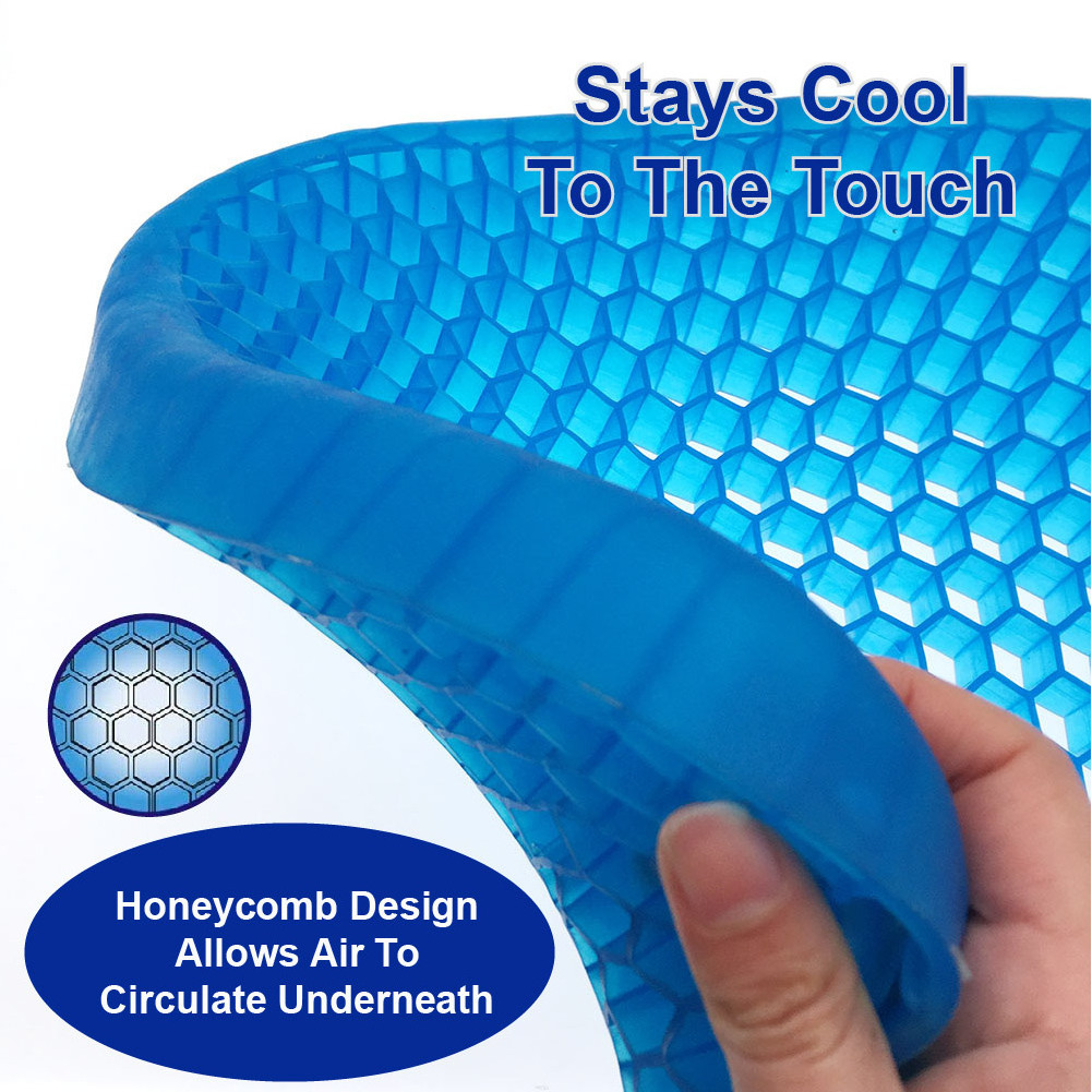 High Quality Office Cooling Gel silicone  Honeycomb Car Seat Cushion  with Out Cover Removable cooling gel car seat cushion