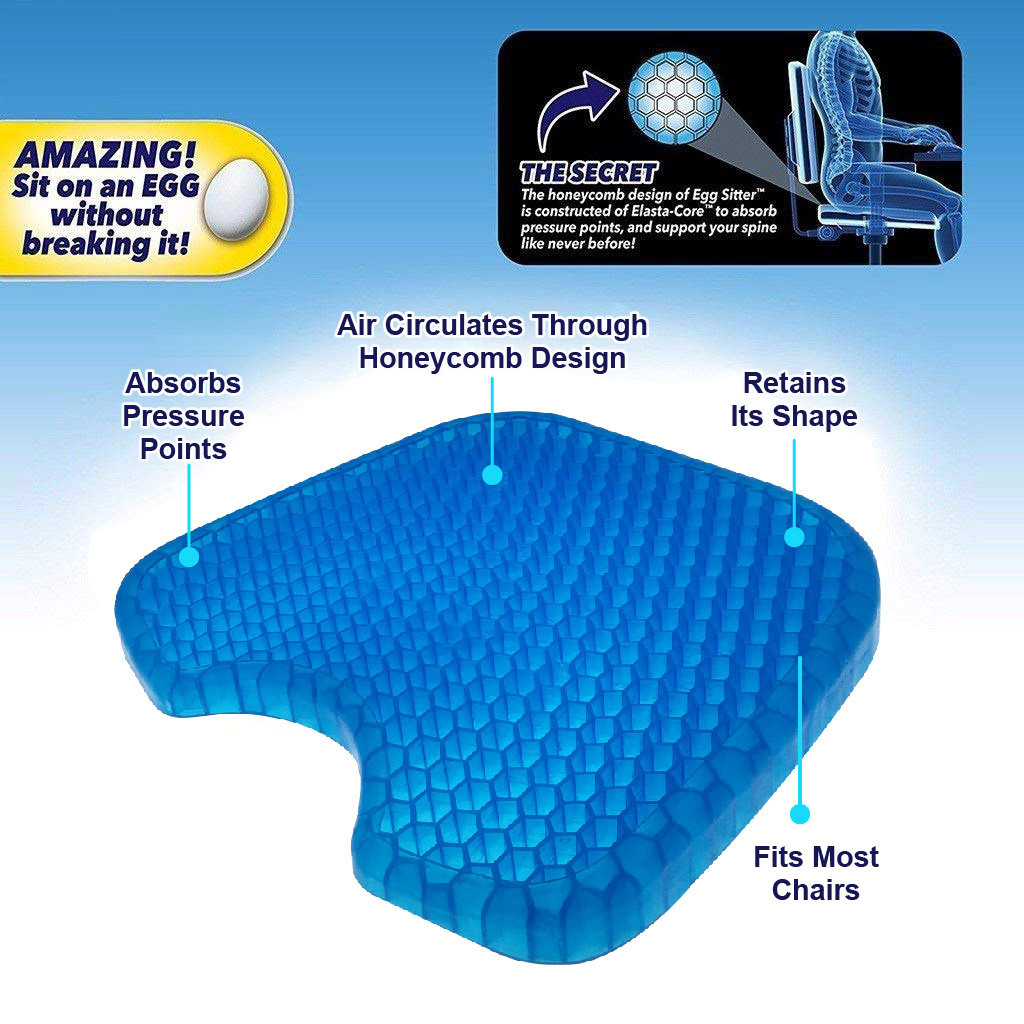 High Quality Office Cooling Gel silicone  Honeycomb Car Seat Cushion  with Out Cover Removable cooling gel car seat cushion