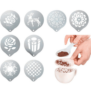 Coffee Tools Composite Design Art Barista Template 304 Stainless Steel Latte Coffee Art Decorating Stencil For Cafe