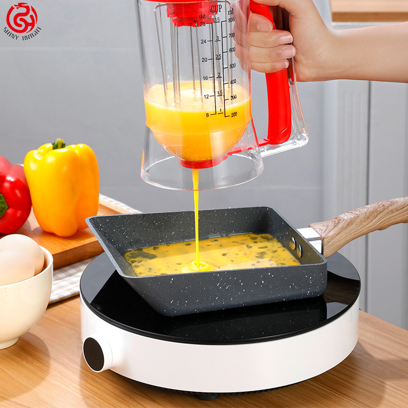 Plastic Pancake Batter Dispenser Muffin Batter Funnel Separator with Measuring Label