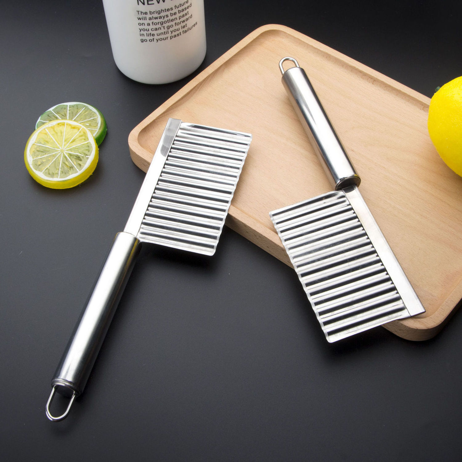 Vegetable Cutting Tool Stainless Steel Handheld French Fries Cutter Potato Chip Slicer Crinkle Wavy Knife