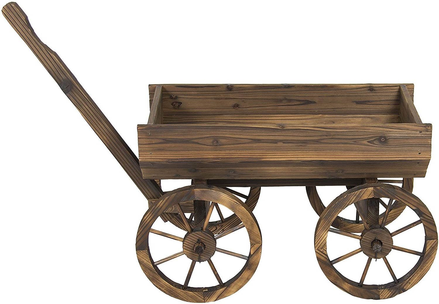 Wooden Flower Planter Wagon Pot Stand Outdoor decoration w/Rolling Wheels and Handle