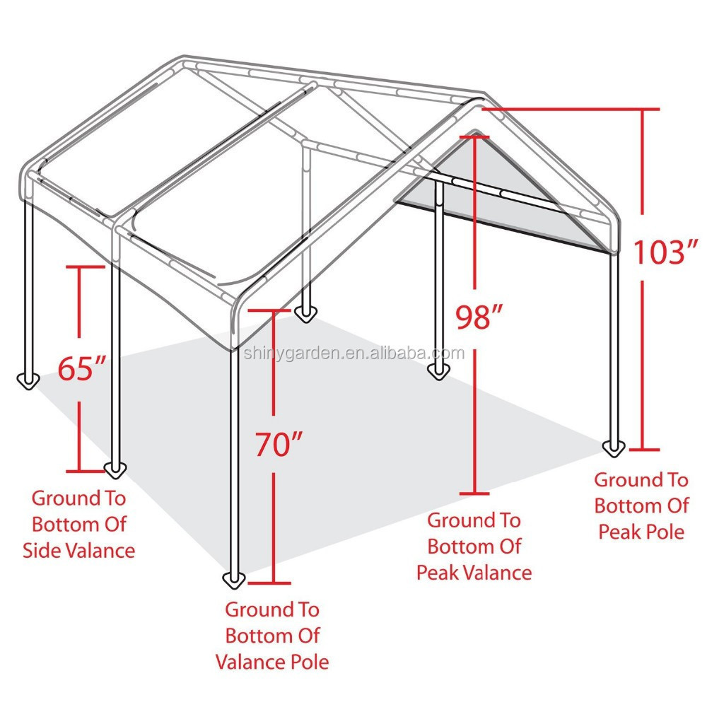 10x20 ft  3*6M Steel Frame Carport Parts