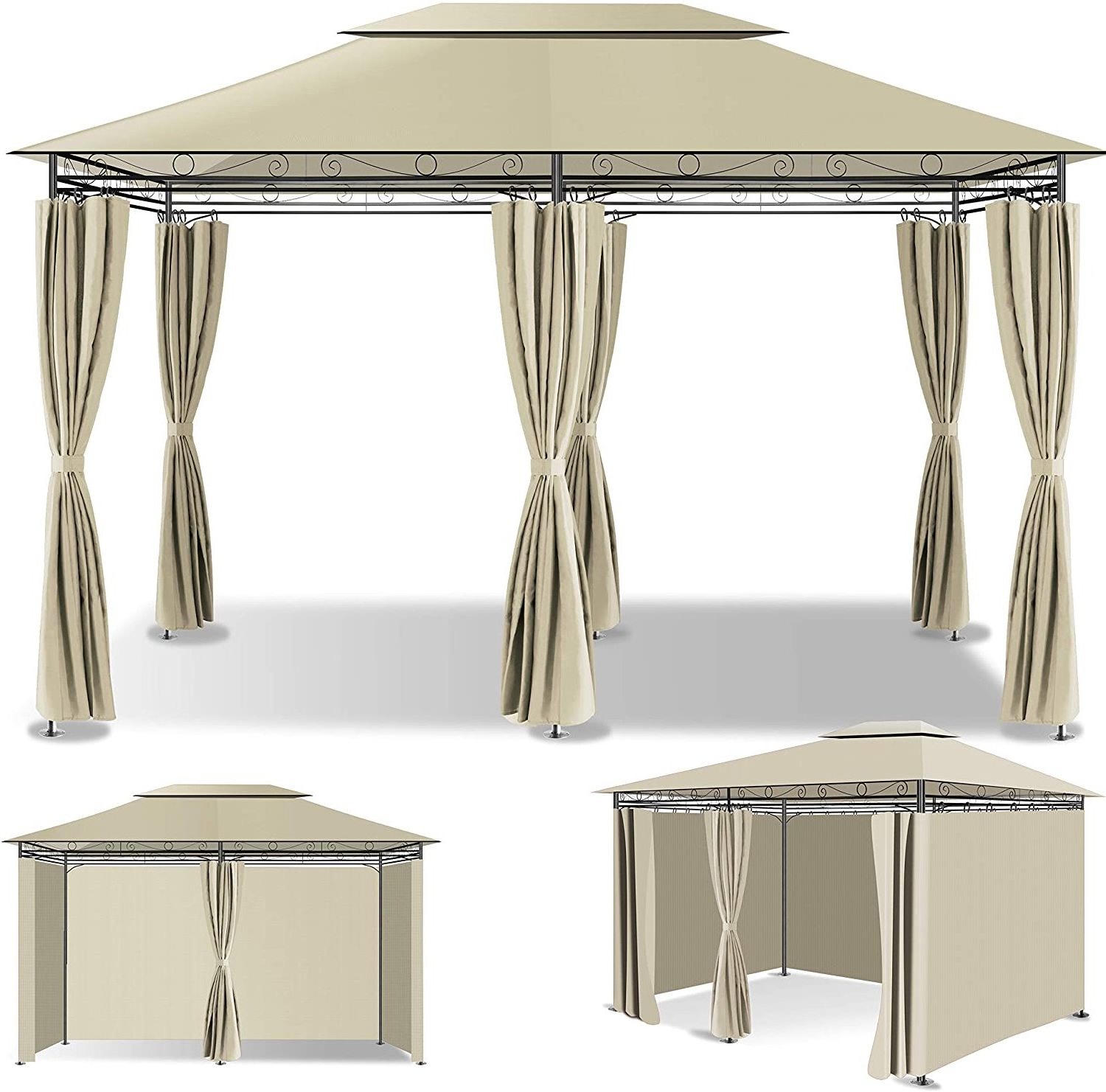 outdoor steel metal garden Gazebo canopy roof with side panels