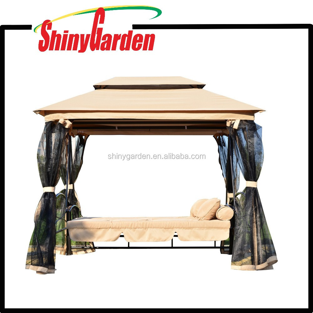 Outdoor Garden Gazebo Swing Bed with Canopy, gazebo hanging swing chair