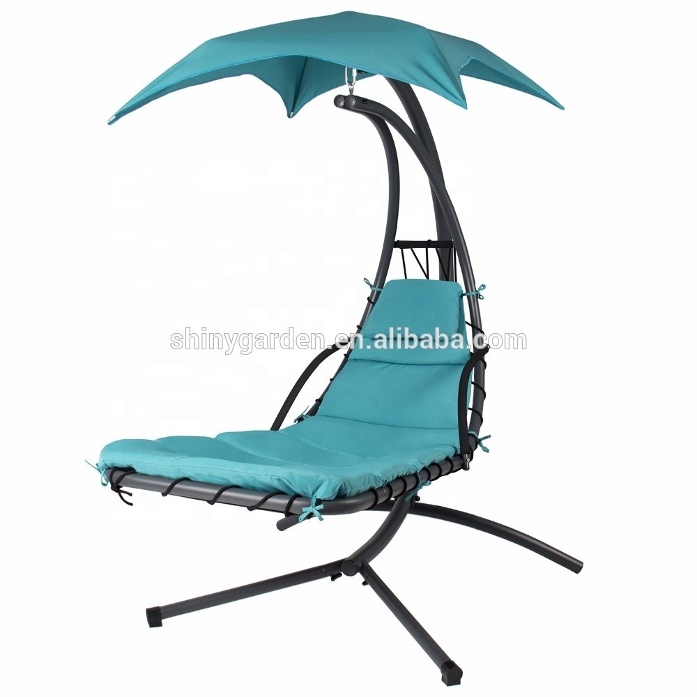 Hanging Chaise Lounger Chair Arc Stand Air Porch Swing Hammock Chair With Canopy LED-Lit Light