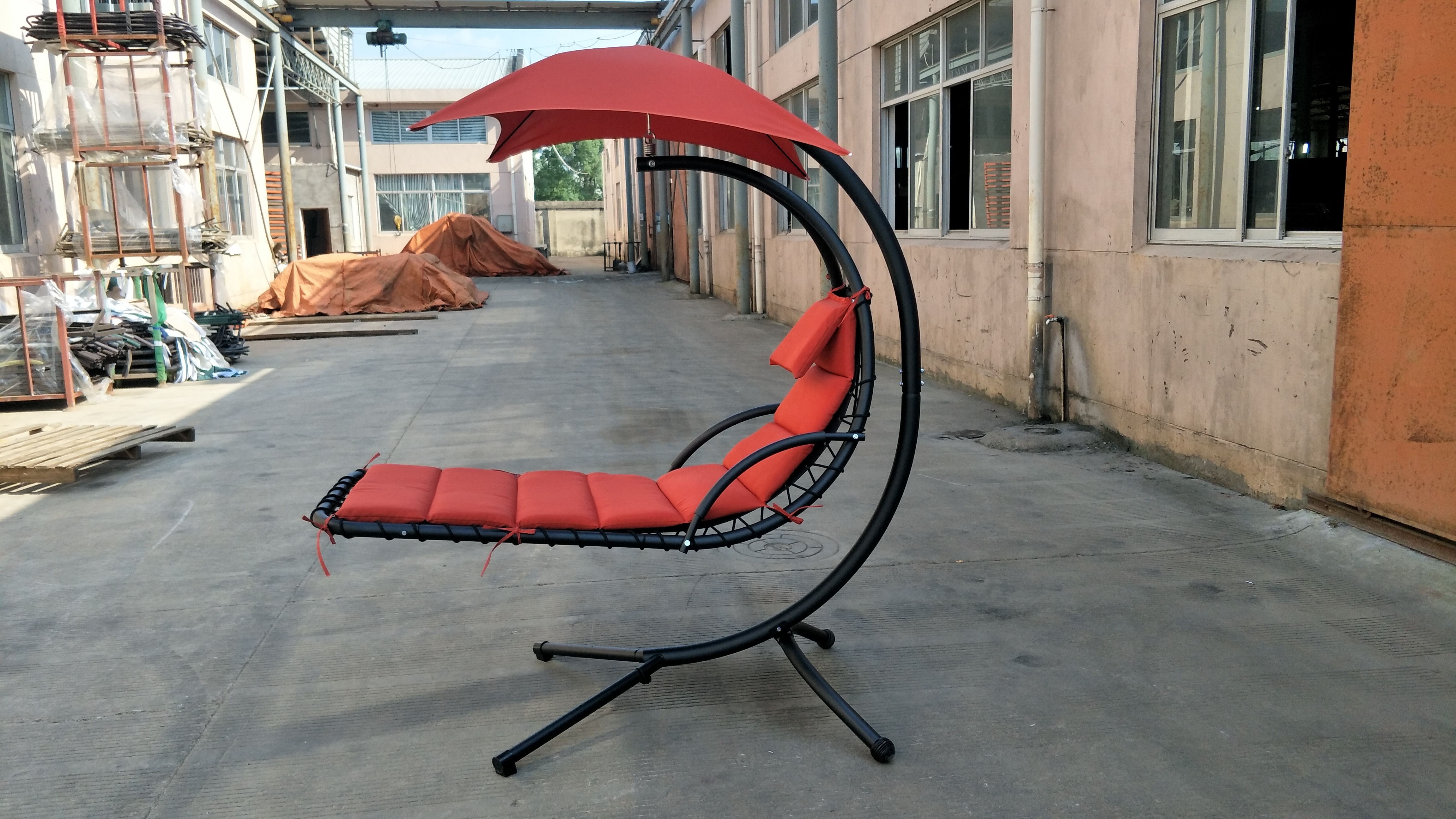 Hanging Chaise Lounger Chair Arc Stand Air Porch Swing Hammock Chair With Canopy LED-Lit Light