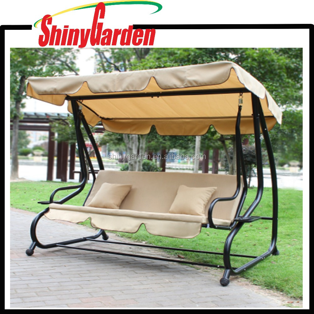 3 Seats Outdoor Hanging Garden Swing Hammock Chair With Canopy