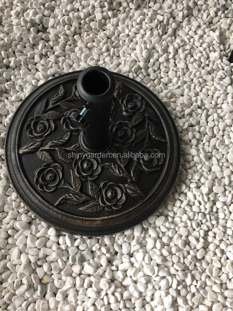 9kg Flower Shape Round Decorative Bronze Finish Resin Rose Umbrella Base Stands Holder