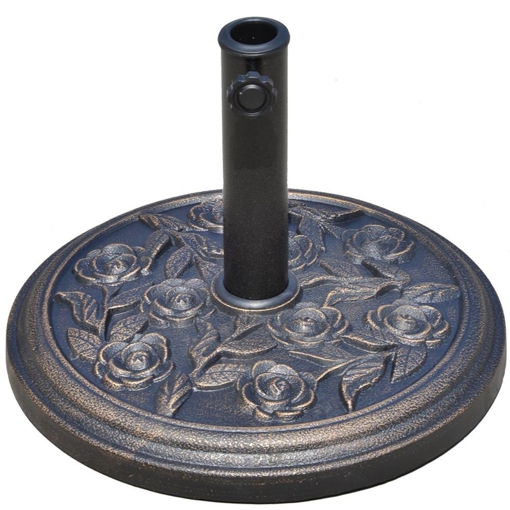 9kg Flower Shape Round Decorative Bronze Finish Resin Rose Umbrella Base Stands Holder