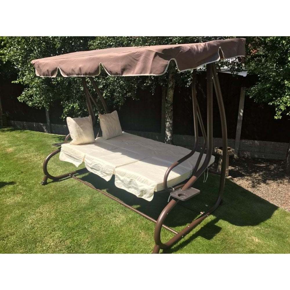 Outdoor 3 Person Garden  Swing Chair bed for Adults with Canopy