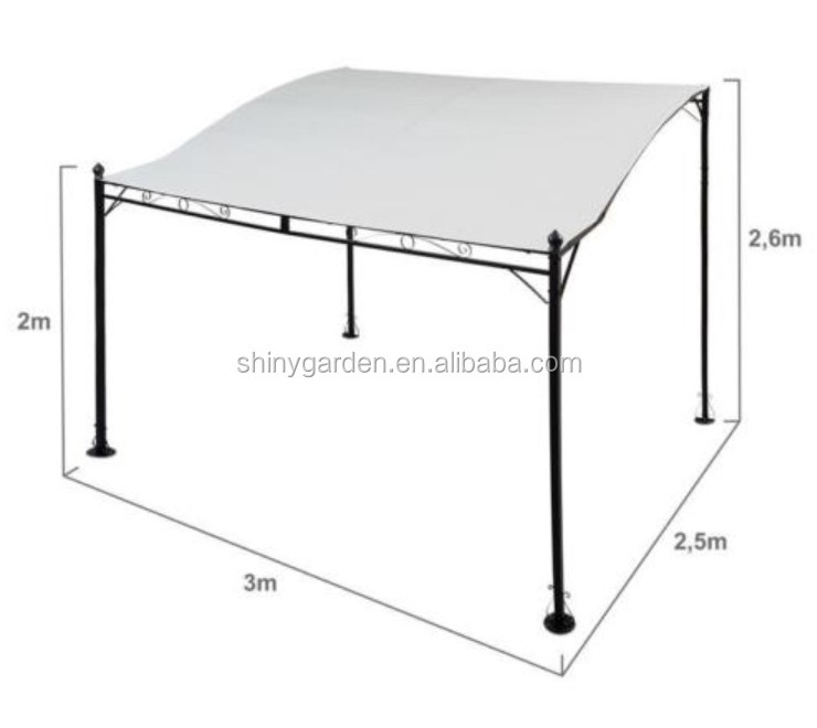 Metal Wall Mounted Gazebo Awning Patio Marquee Shelter Pergola Canopy Door Porch 3M X 2.5M