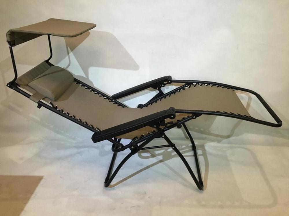 Folding Zero Gravity Recliner Lounge Chair With Canopy Shade & Cup Holder