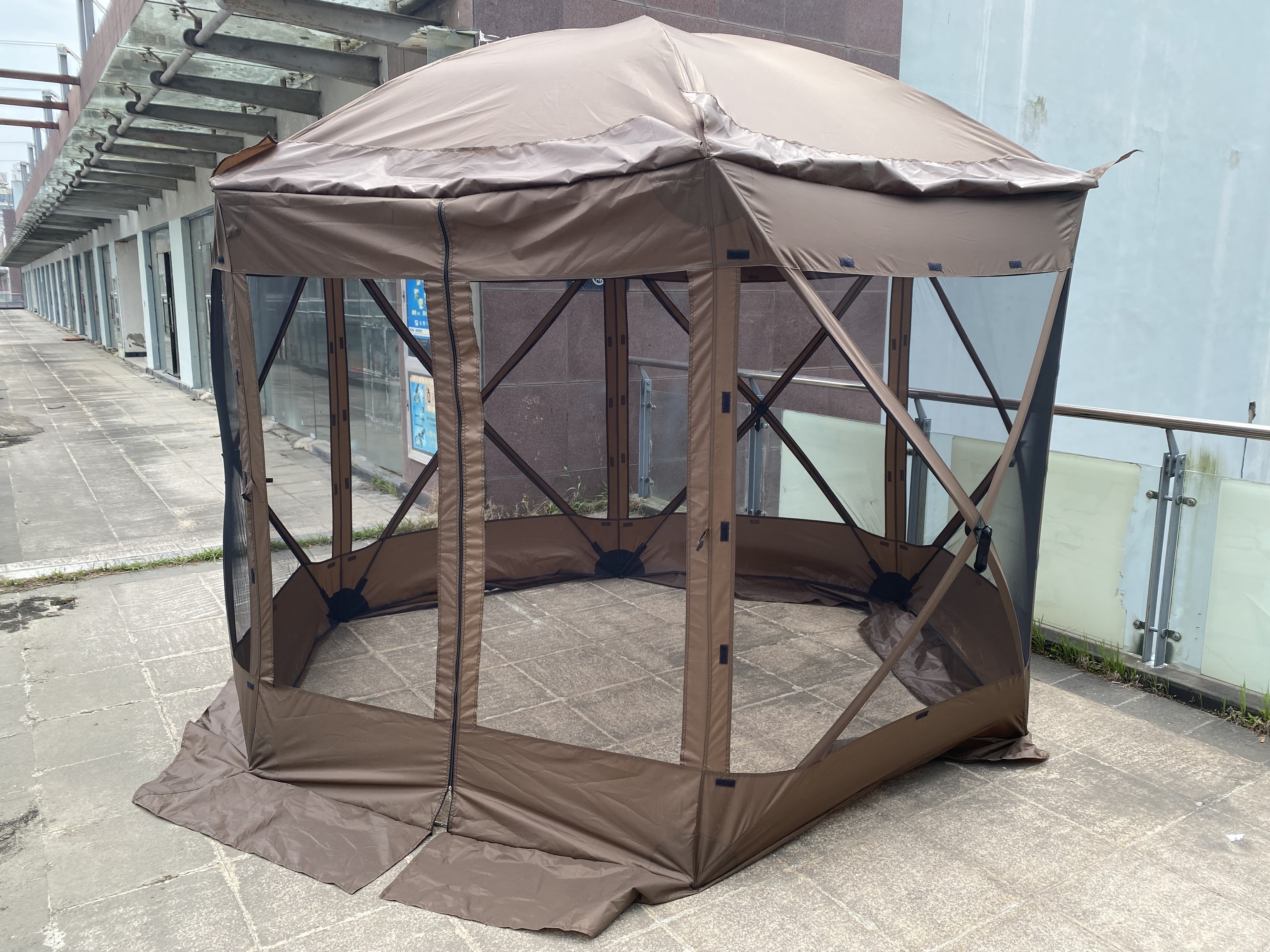 Quick-Set Portable Pop Up Outdoor Instant Camping Pavilion Gazebo Screen Tent 6 Sided Canopy Shelter House