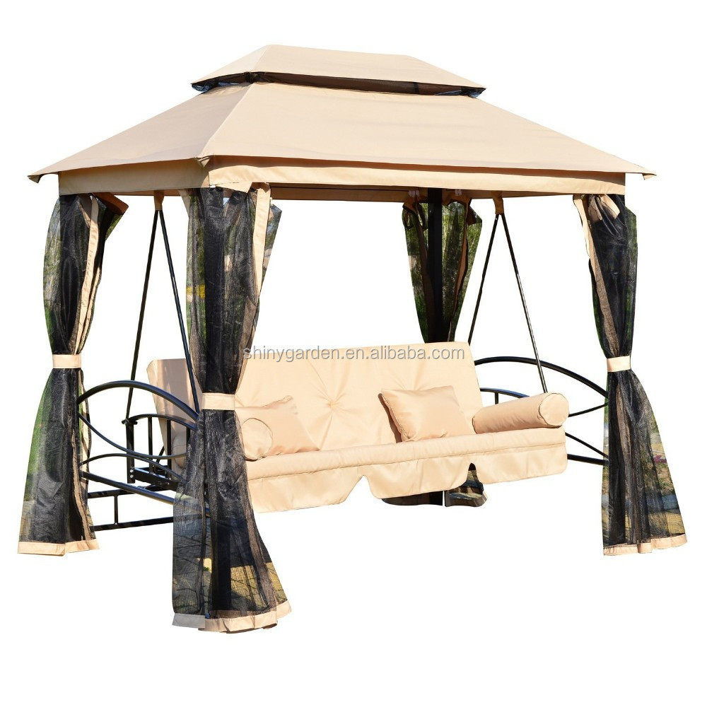 Outdoor Garden Gazebo Swing Bed with Canopy, gazebo hanging swing chair