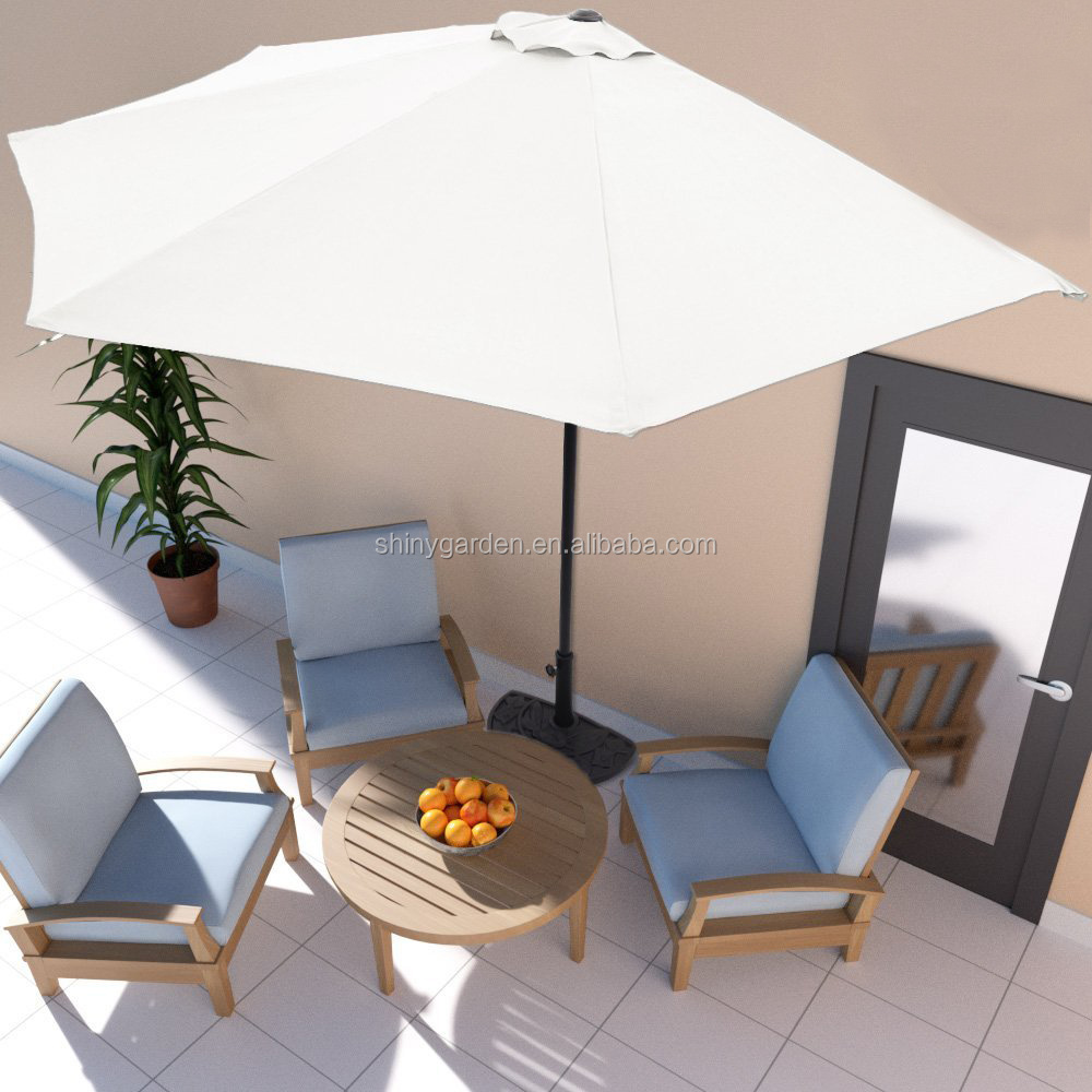 9 foot Half Round Outdoor Market Garden Patio Parasol Sun Shade Umbrella with Crank