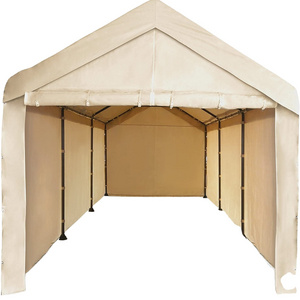 10x20ft Heavy Duty Beige Carport, Car Canopy Versatile Shelter with Sidewalls