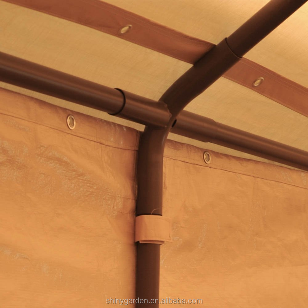 10x20ft Heavy Duty Beige Carport, Car Canopy Versatile Shelter with Sidewalls