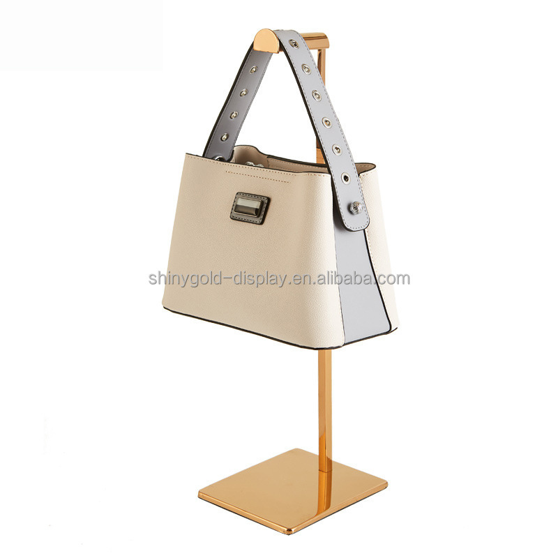 Custom Hanging Handbag Holder Metal Hand Bag Rack Luxury Gold Bag Display Stand for Shop