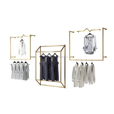 Chrome Golden Clothing Rack Stainless Steel Coat Rack Clothing Display on Wall Clothing Rack Hanger Wall Mounted