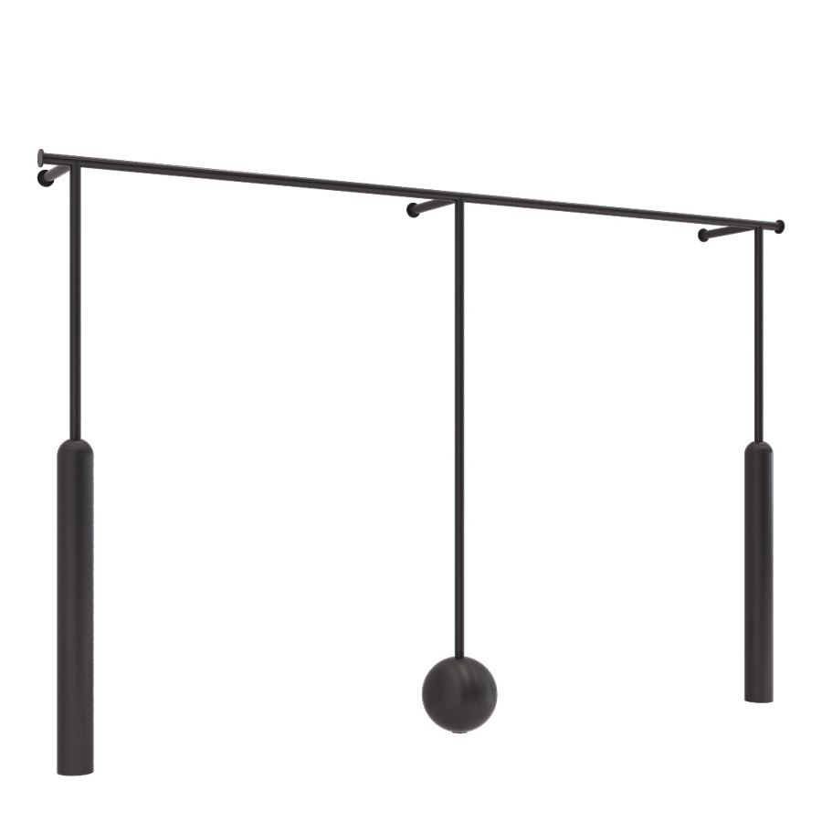 Retail Clothes Shop Furniture Display Stand Black Clothing Hanging Stand Rack Wall Mounted Garment Rack with Top Shelf