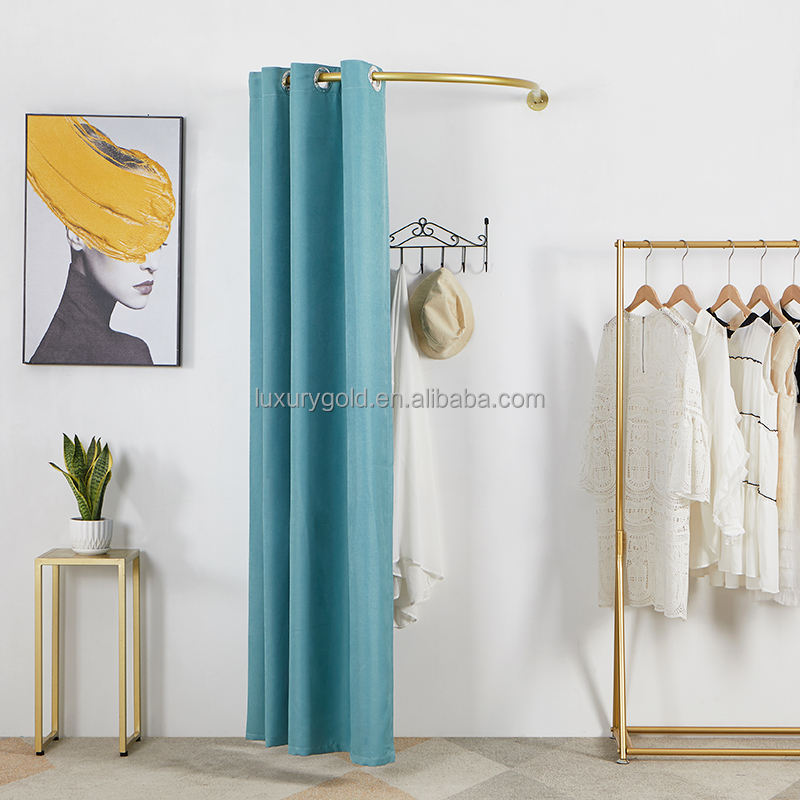 Wall Mounted Metal Curved Curtain Gold Display Rack Dressing Room Fitting room