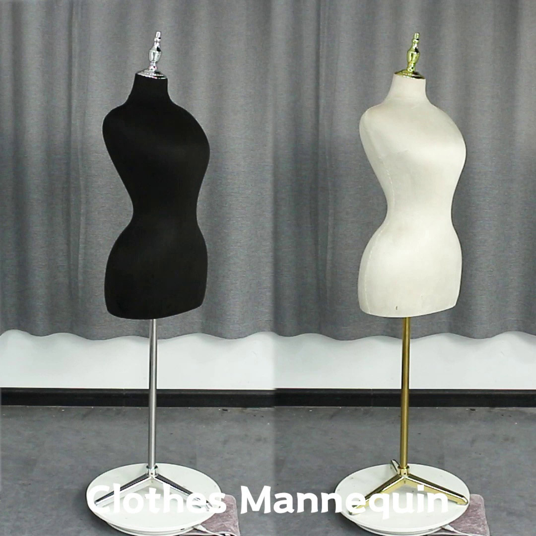 Women Big Hip Half Body Mannequin Female Big Boobs Dress Form Velvet Curvy Female Mannequin for Clothing Display