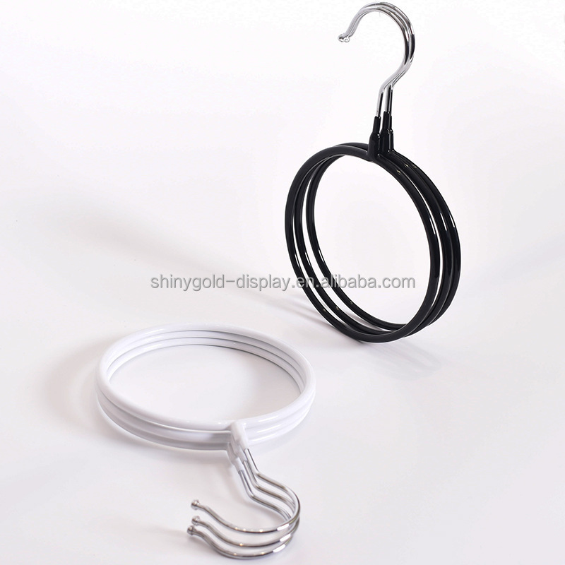 Wholesale Black White Round Holder Towel Scarf Hanger Display Metal Scarf Hangers for Retail