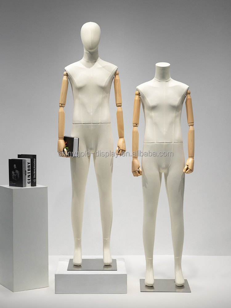 Wholesale Flexible Wooden Arms Men Mannequin Whole Body Linen Male Mannequin Full Body for Clothes Display