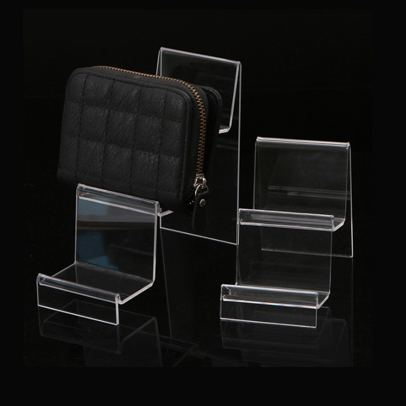 Clear Acrylic Wallet Display Stand 3 Layers Transparent Acrylic Purse Stand Holder Perspex Purse Display Holder Rack