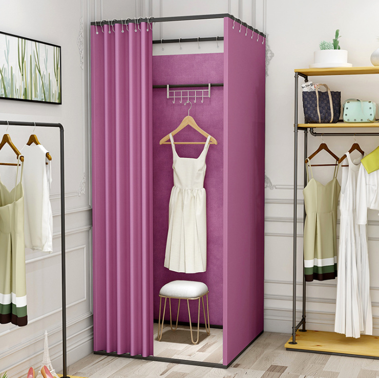 Clothes Shop Changing Room Metal Boutique Mobile Fitting Room With Curtain Modern Luxury Dressing Rooms