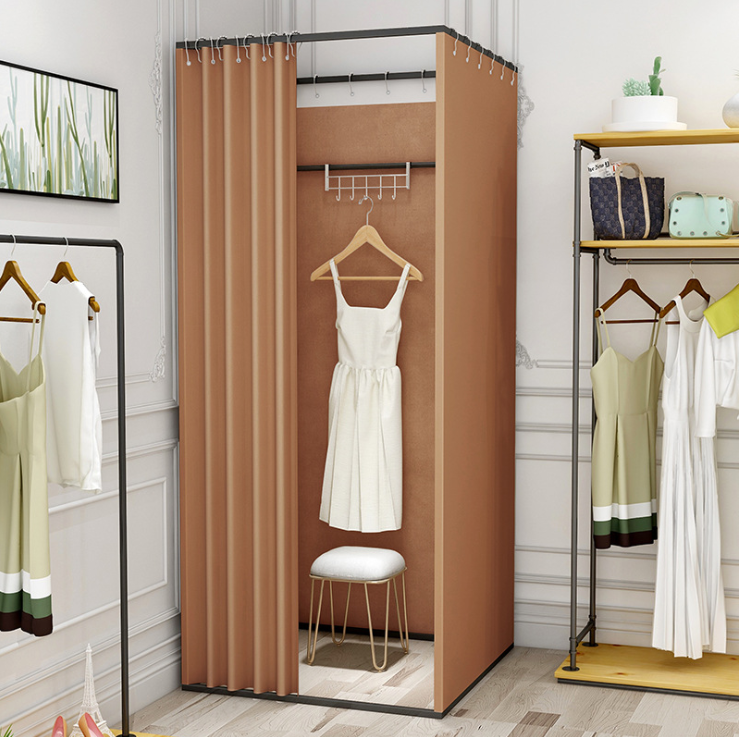 Clothes Shop Changing Room Metal Boutique Mobile Fitting Room With Curtain Modern Luxury Dressing Rooms