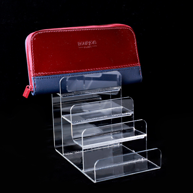 Wholesale Multi-functional Acrylic Shelf Beautiful Transparent Purse Rack Holder Clear Wallet Display Stand for Shop Home