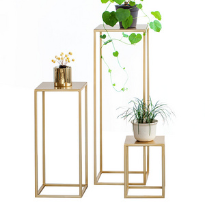 Nesting Display End Table Square Rack Flower Holder Black Planter Pot Rack Tall Tiered Decor Display Metal Plant Stand