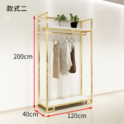 Retail Custom Gold Garment Stand Shelf Golden Clothes Display Stand Store Stainless Steel Boutique Clothing Display Rack