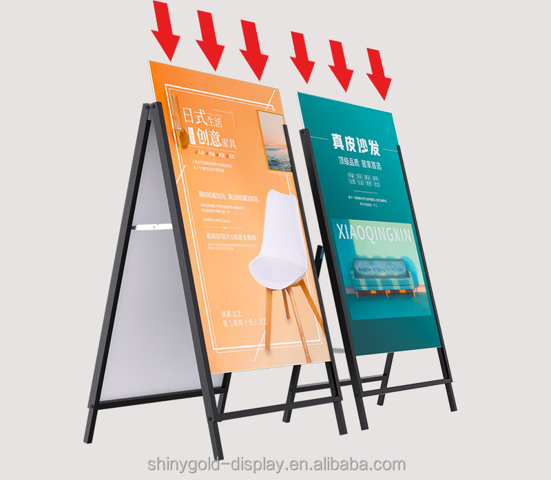 High Quality Outdoor Metal Poster Sign Holder Board Floor Display Stand Standing Display Stand