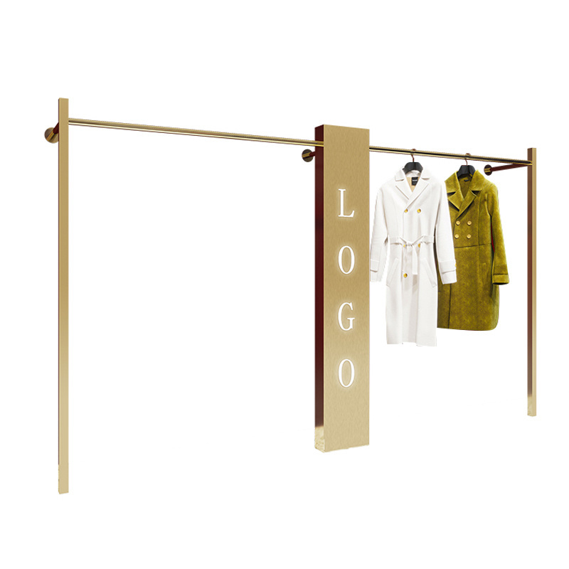 Luxury Shop Fittings and Display Boutique Furniture Custom Gold Display Rack Clothing Store Display for Fashion Ladies Shop