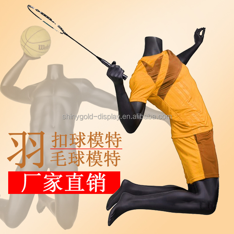 Wholesale Sportswear Store Sports Badminton Dunking Fibreglass Headless Male Sports Mannequin Torso