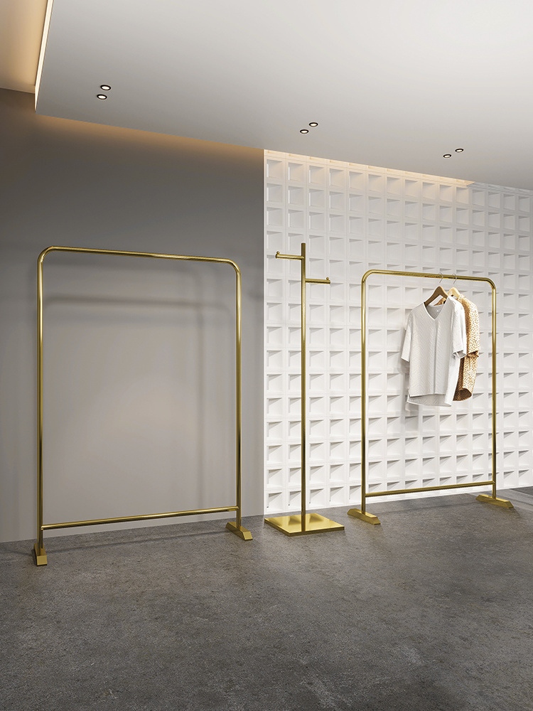 Guangzhou Clothes Rack Clothing Racks Display Golden Metal Clothes Stand For Kids Clothing Shops Stands