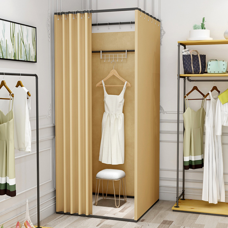 Clothes Shop Changing Room Metal Boutique Mobile Fitting Room With Curtain Modern Luxury Dressing Rooms