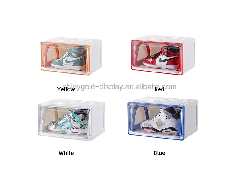 Front Open Shoe Storage Box Plastic Transparent Durable Clear Acrylic Sneakers Box Display Save Space Stackable Magnetic