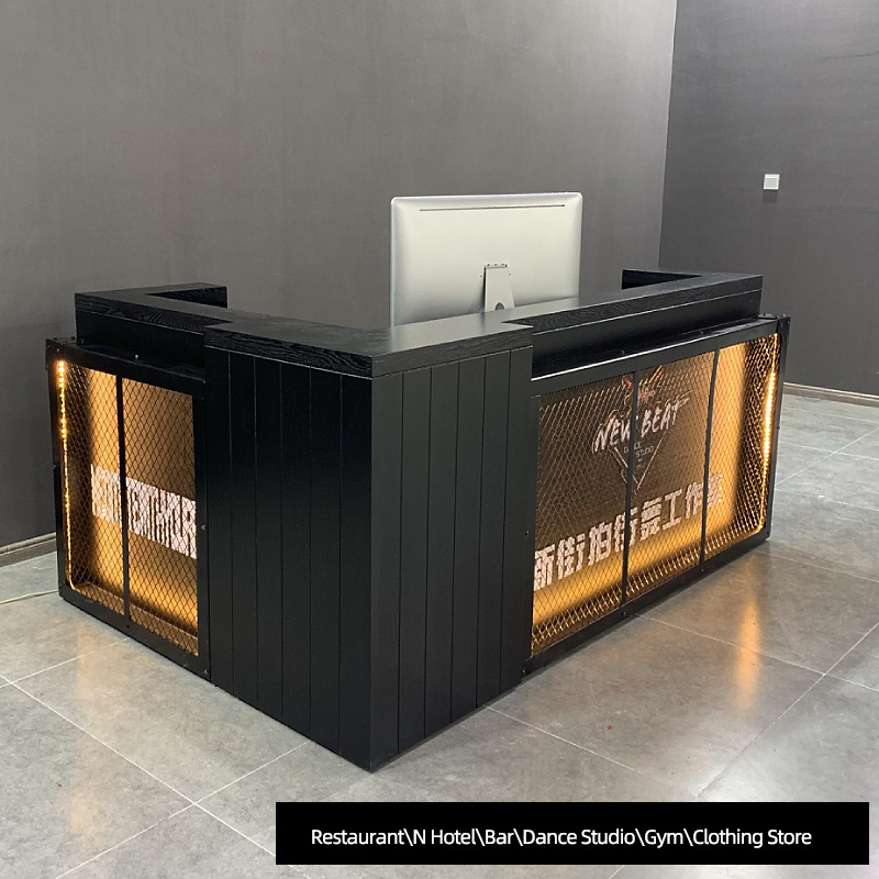 High Quality Reception Desk Black Light Spa Reception Desk For Gym Bar Clothing Store Dance Shop