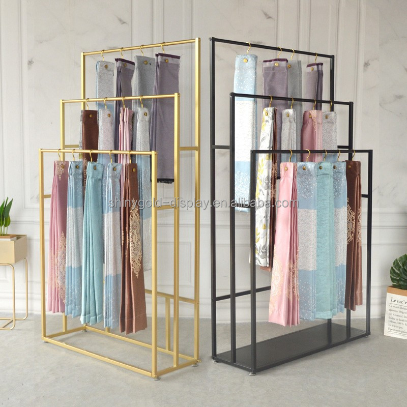 Department store and supermarket curtain fabric display stand textile scarf display rack carpet flooring retail display rack