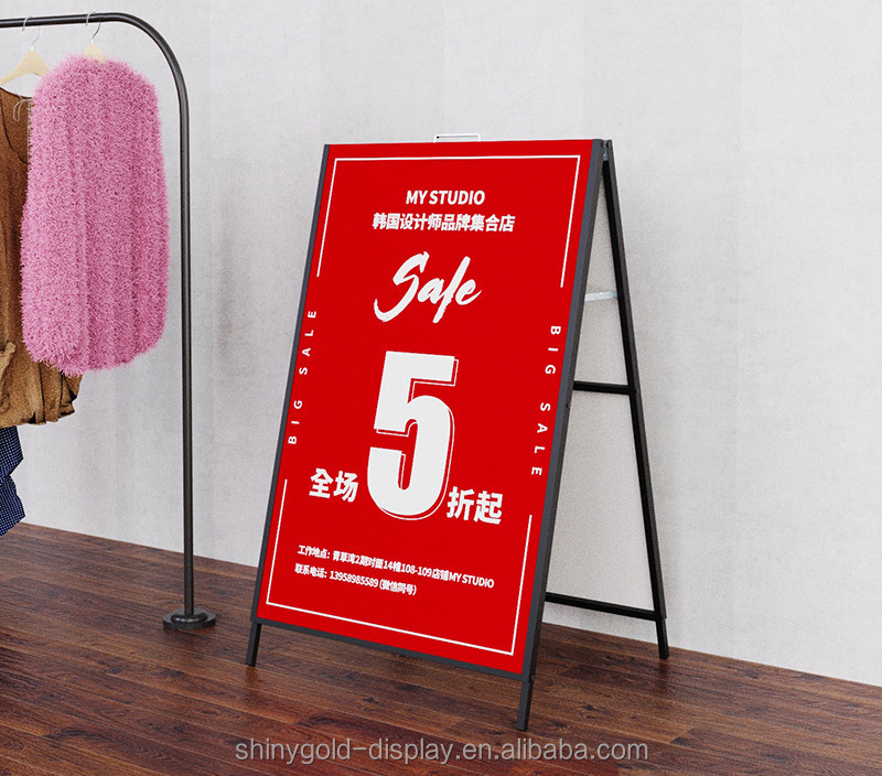 High Quality Outdoor Metal Poster Sign Holder Board Floor Display Stand Standing Display Stand