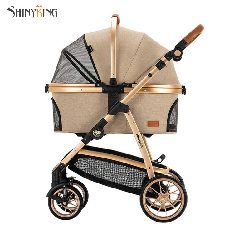 Detachable dog stroller fold pet trolley puppy stroller detachable pet carrier for dogs four in one