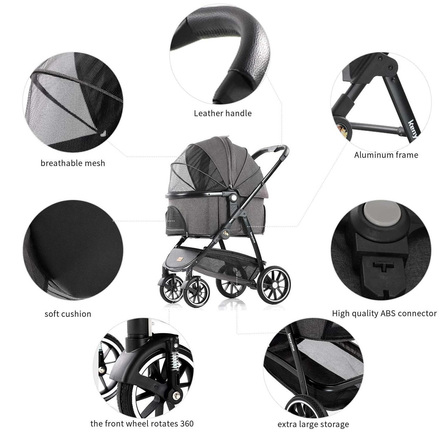 Lightweight Folding Pet Stroller Outdoor Four Welding Stroller For Cats And Dogs Detachable Pet Stroller