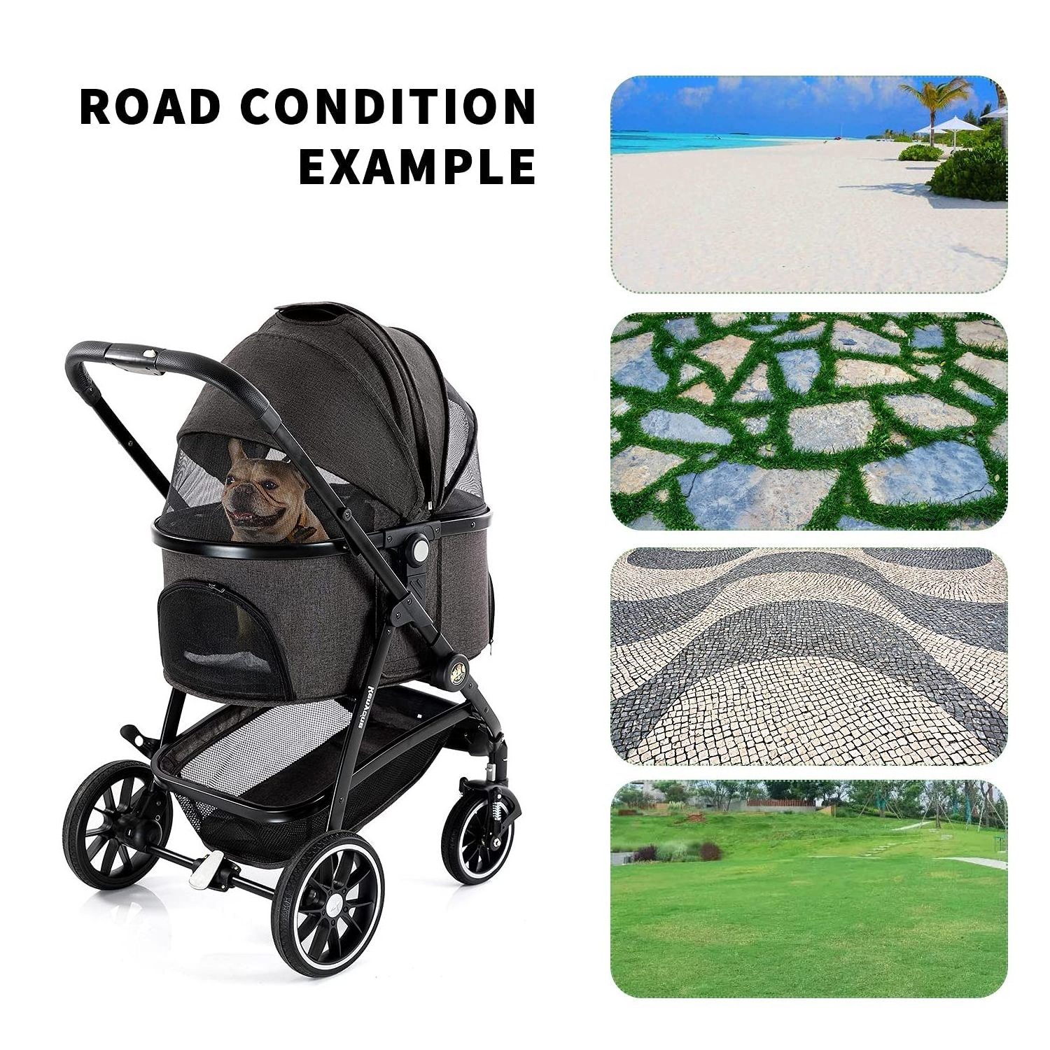 Lightweight Folding Pet Stroller Outdoor Four Welding Stroller For Cats And Dogs Detachable Pet Stroller